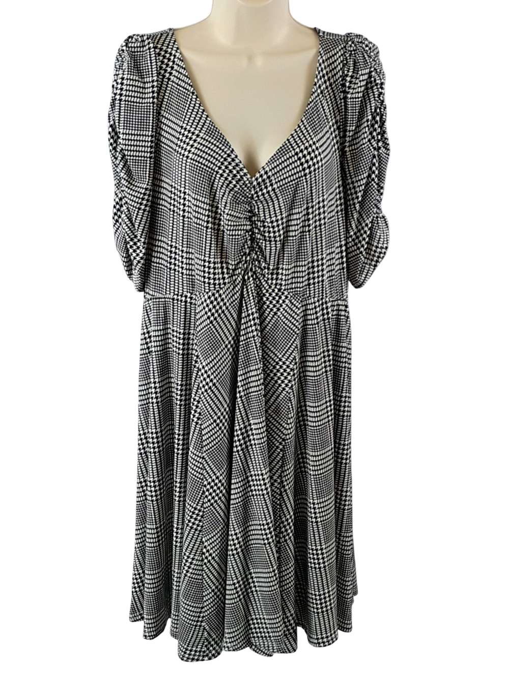 torrid Black & White Plaid Midi Dress with V-Neck